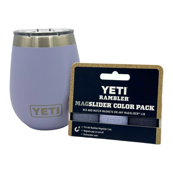YETI RAMBLER 10oz. WINE TUMBLER with 3PK MATCHING MAGLIDERS - COSMIC LILAC - Picture 1 of 1